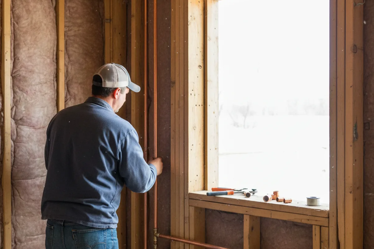 Licensed plumber running new copper supply lines in a Disney home