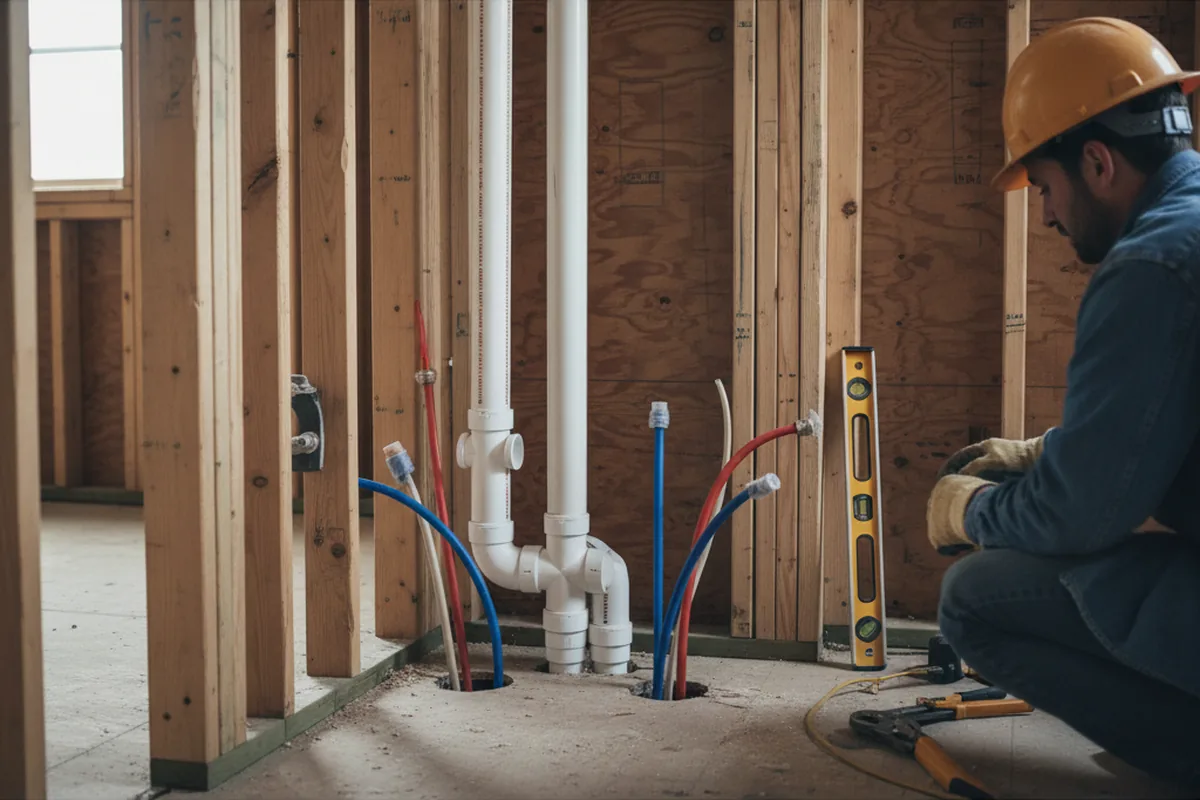 Drain and supply rough-in during Sump Pump Repair in Disney